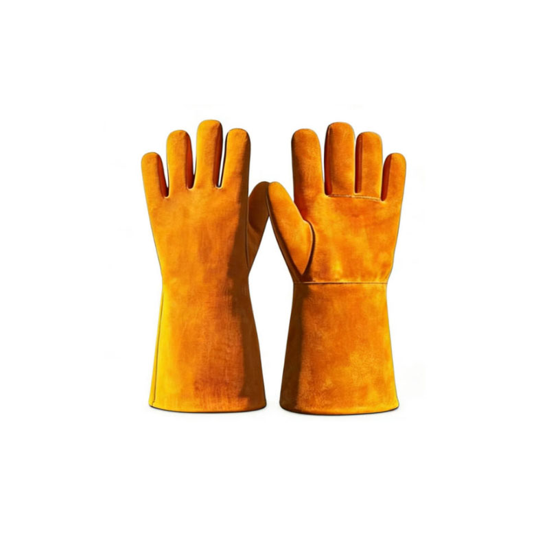 HEAT RESISTANT LEATHER BARBECUE MITTS - 2 PCS
